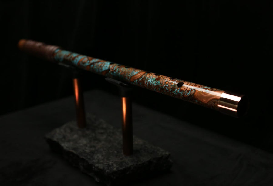 High F (Lullaby) Copper Flute #LE0058 in Turquoise Storm