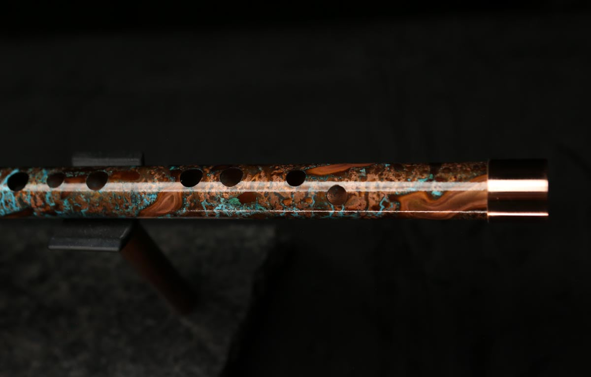 High F (Lullaby) Copper Flute #LE0058 in Turquoise Storm