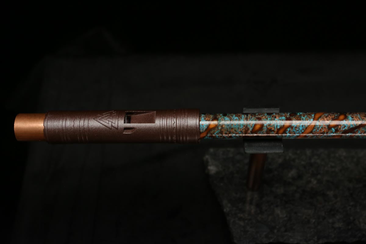 High F (Lullaby) Copper Flute #LE0058 in Turquoise Storm