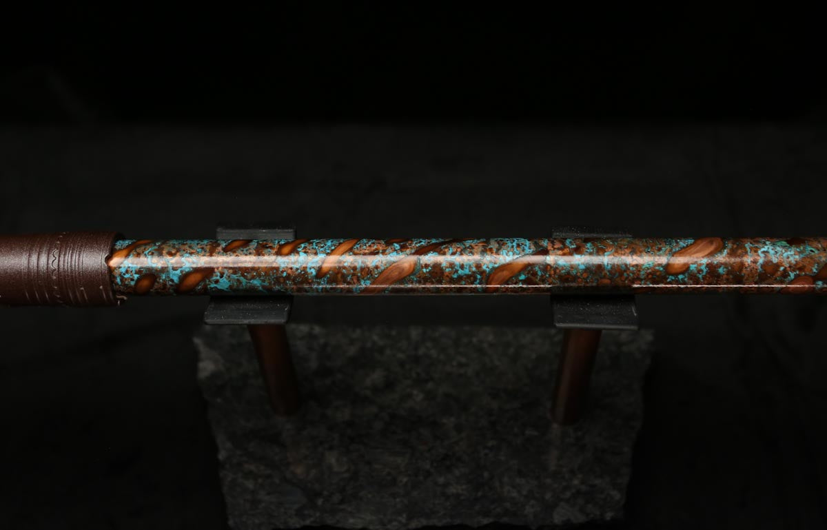 High F (Lullaby) Copper Flute #LE0058 in Turquoise Storm