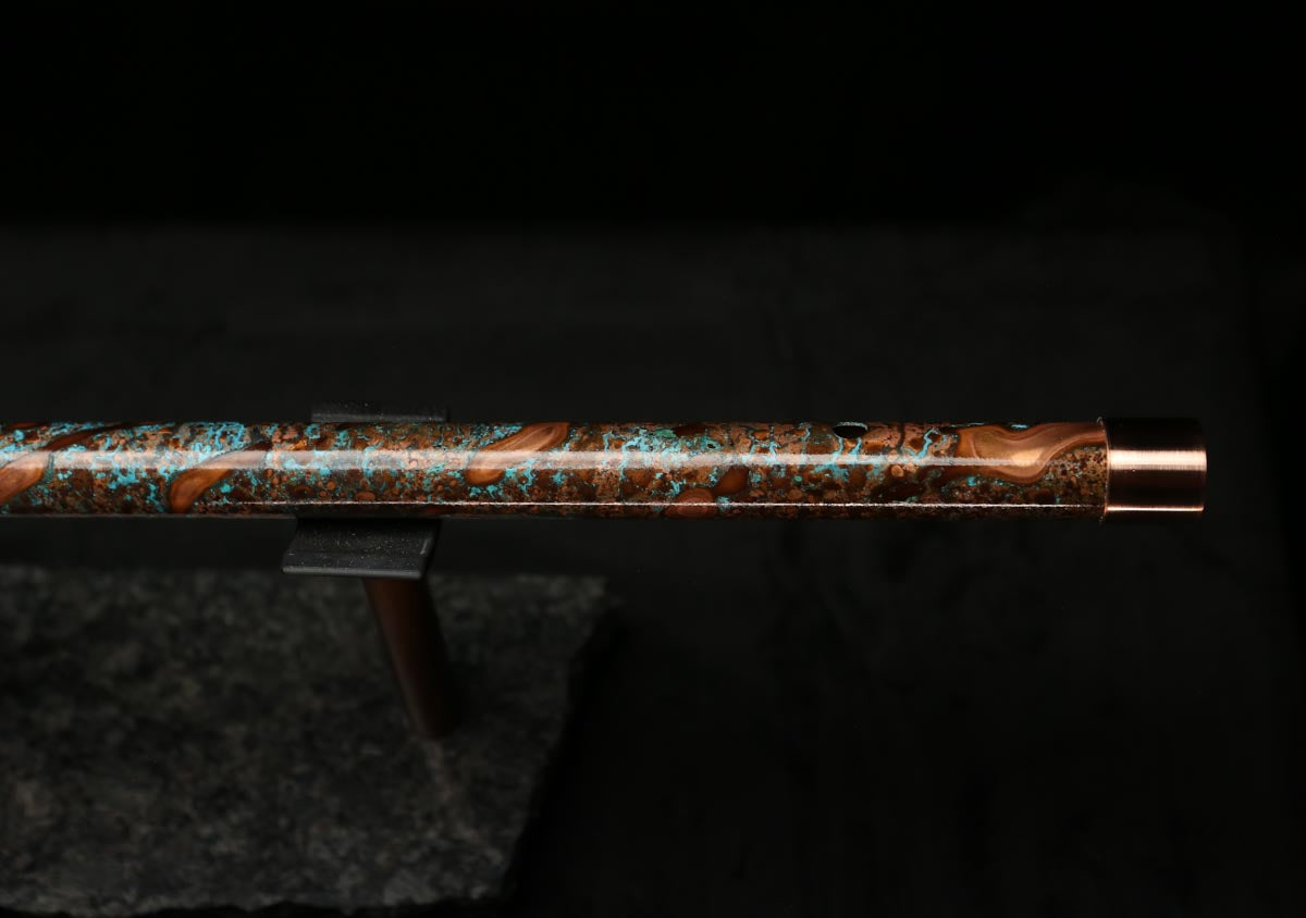 High F (Lullaby) Copper Flute #LE0058 in Turquoise Storm