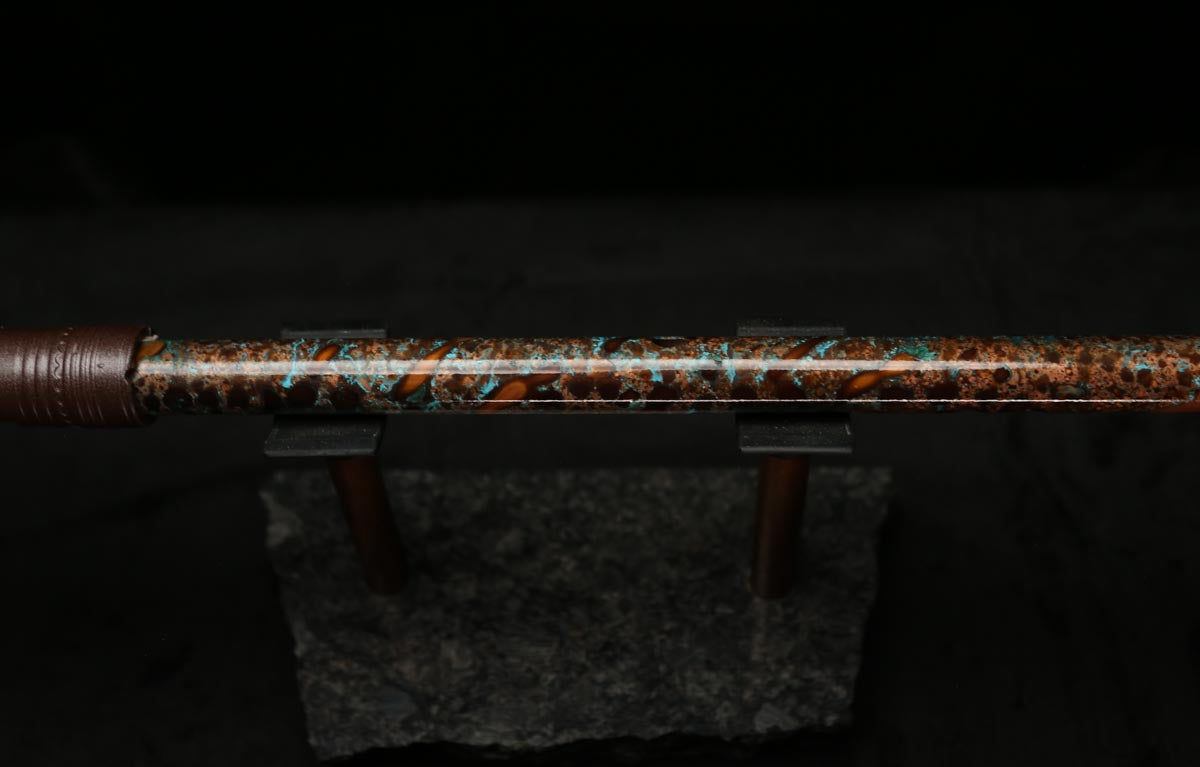 High F (Lullaby) Copper Flute #LE0058 in Turquoise Storm