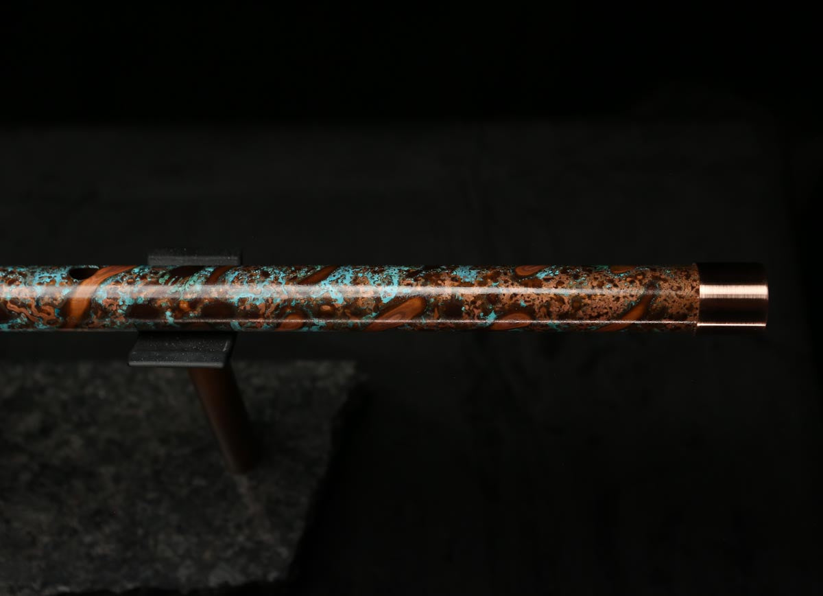 High F (Lullaby) Copper Flute #LE0057 in Turquoise Storm