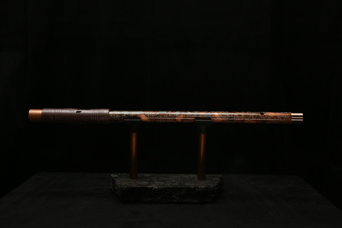 High F (Lullaby) Copper Flute #LE0056 in Turquoise Storm