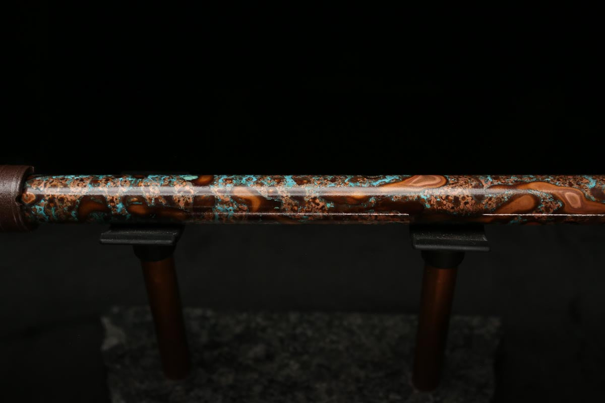 High F (Lullaby) Copper Flute #LE0056 in Turquoise Storm