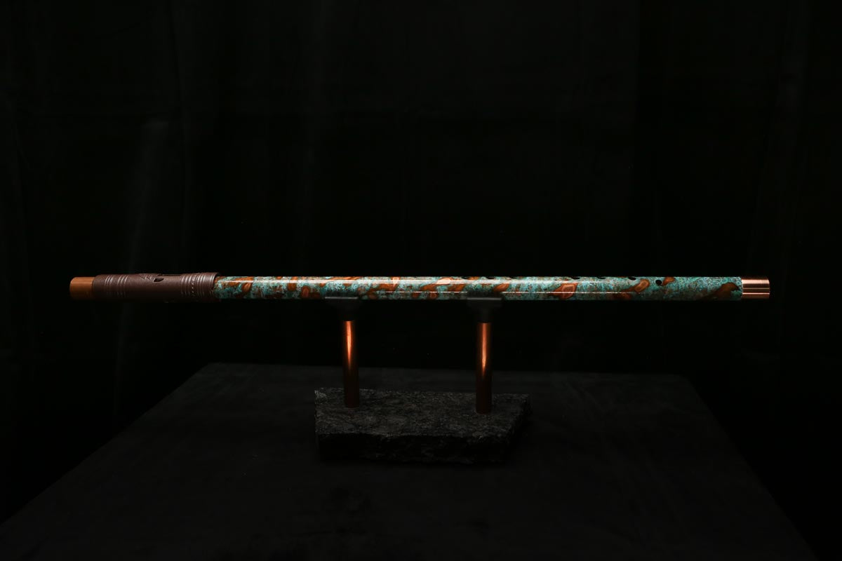 Low C Copper Flute #0120 in Turquoise Storm