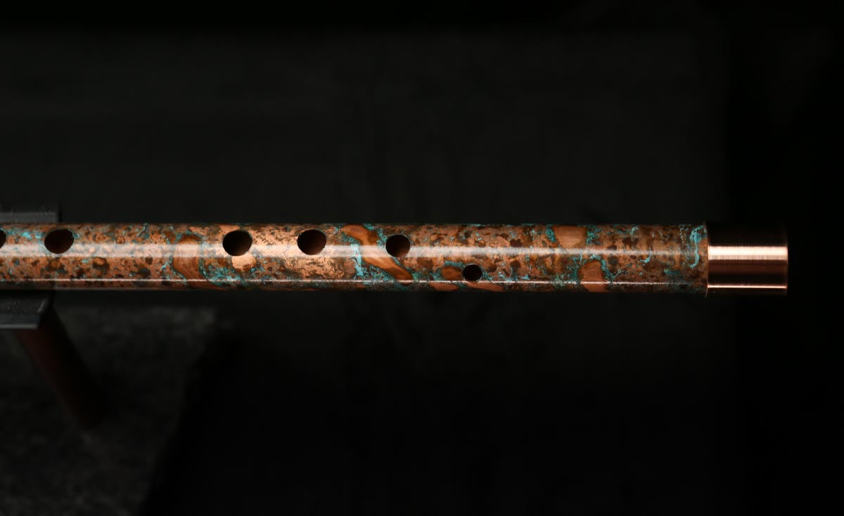 Low C Copper Flute #0121 in Turquoise Storm