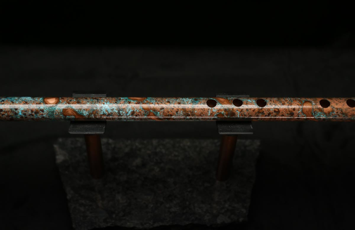 Low C Copper Flute #0121 in Turquoise Storm