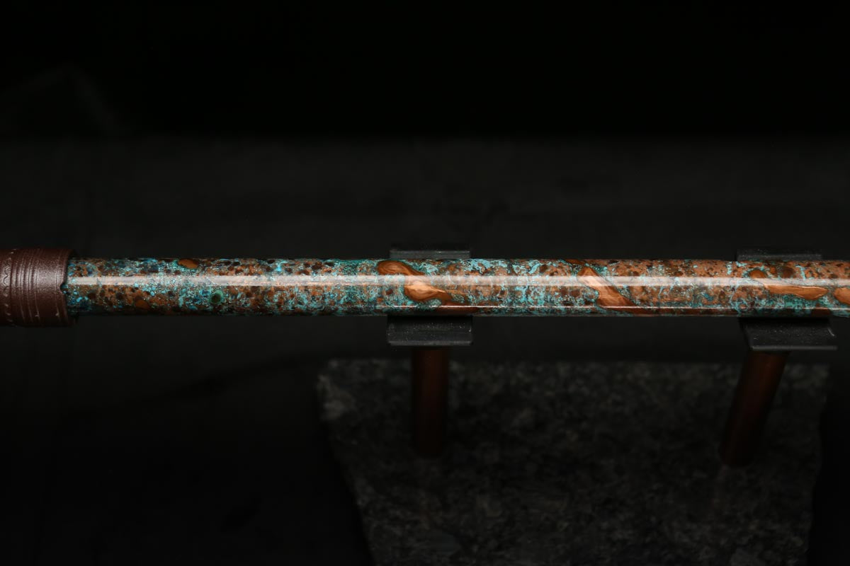 Low C Copper Flute #0121 in Turquoise Storm