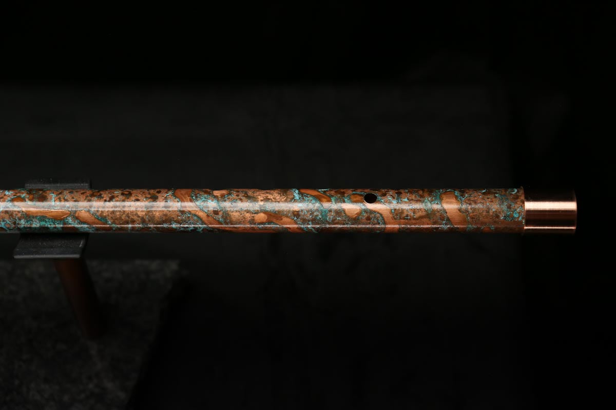 Low C Copper Flute #0121 in Turquoise Storm