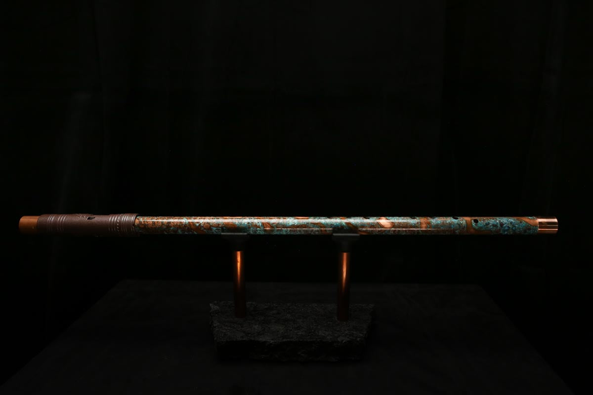 Low C Copper Flute #0122 in Turquoise Storm