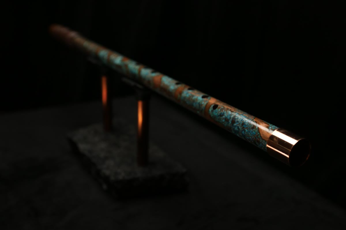 Low C Copper Flute #0122 in Turquoise Storm