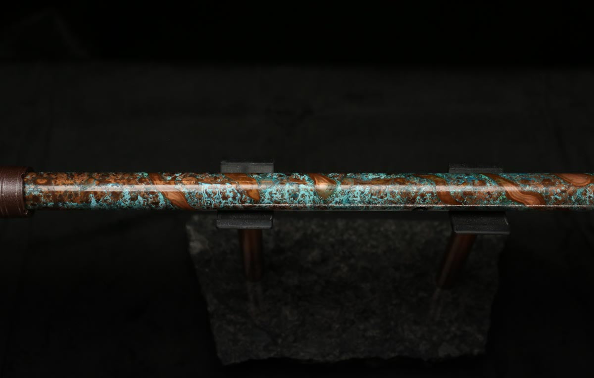 Low C Copper Flute #0122 in Turquoise Storm