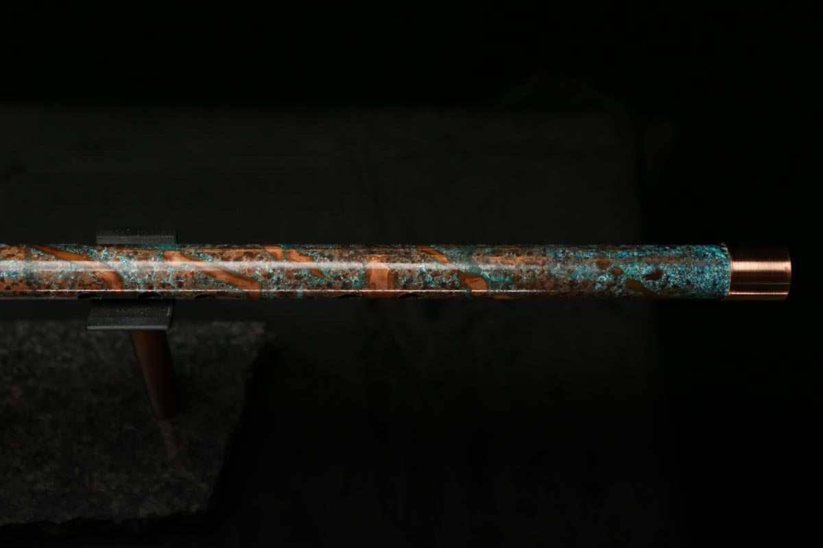 Low C Copper Flute #0122 in Turquoise Storm