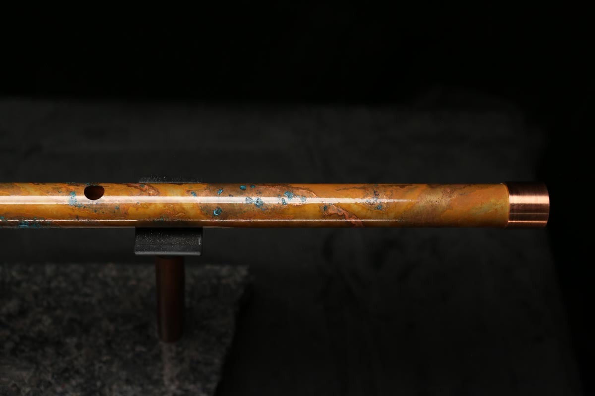 High F (Lullaby) Copper Flute #LE0069 in Emerald Copper Storm