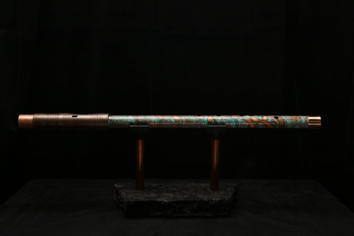 High F (Lullaby) Copper Flute #LE0071 in Turquoise Flame