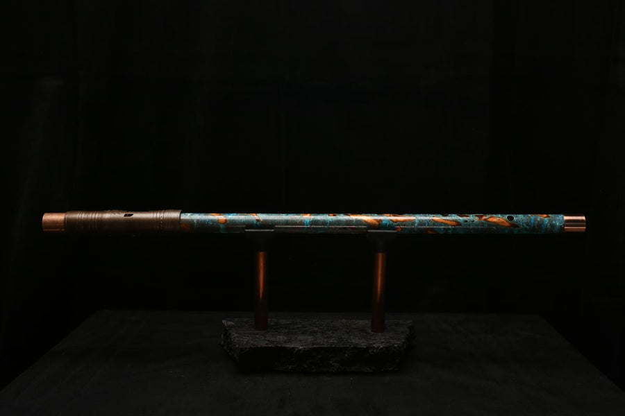 Low D Copper Flute #LDC0023 in Turquoise Ocean Flame