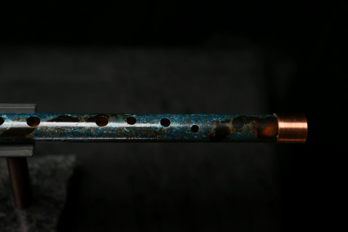 Antarctica Edition |  Low D Copper Flute in Dark Ice Burl #AE06