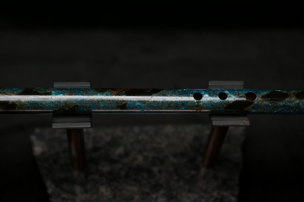 Antarctica Edition |  Low D Copper Flute in Dark Ice Burl #AE06