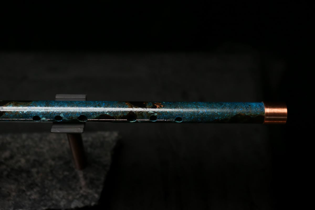 Antarctica Edition |  Low D Copper Flute in Dark Ice Burl #AE06