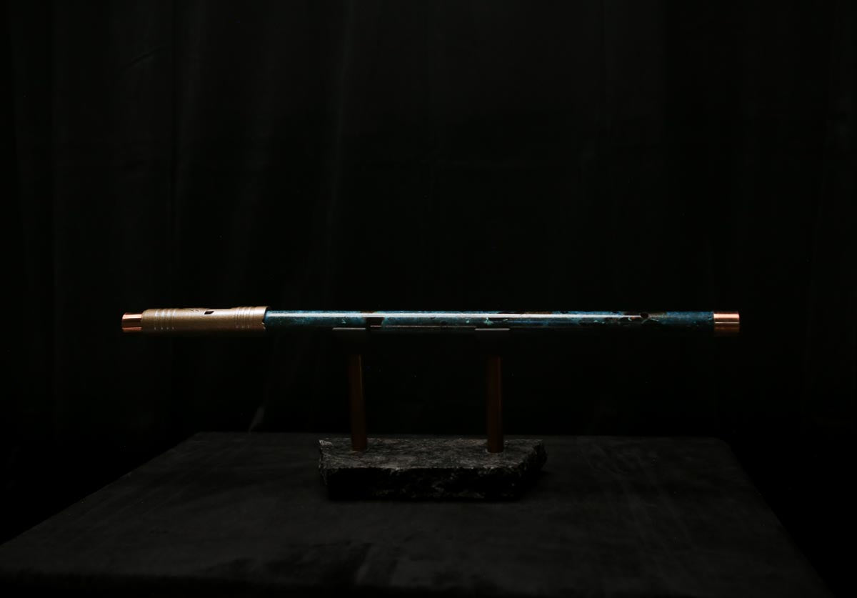 Antarctica Edition |  Low D Copper Flute in Dark Ice Burl #AE05