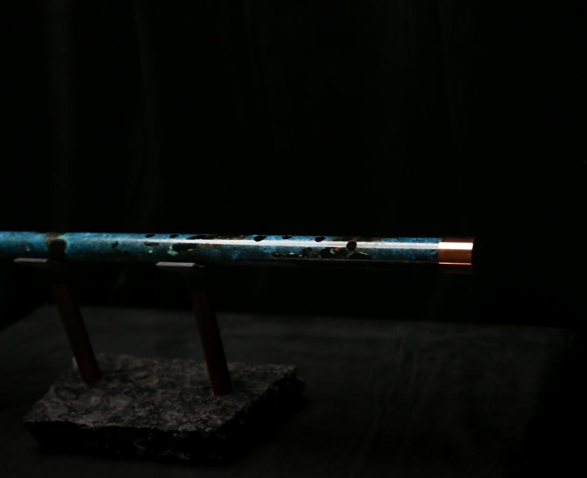 Antarctica Edition |  Low D Copper Flute in Dark Ice Burl #AE05