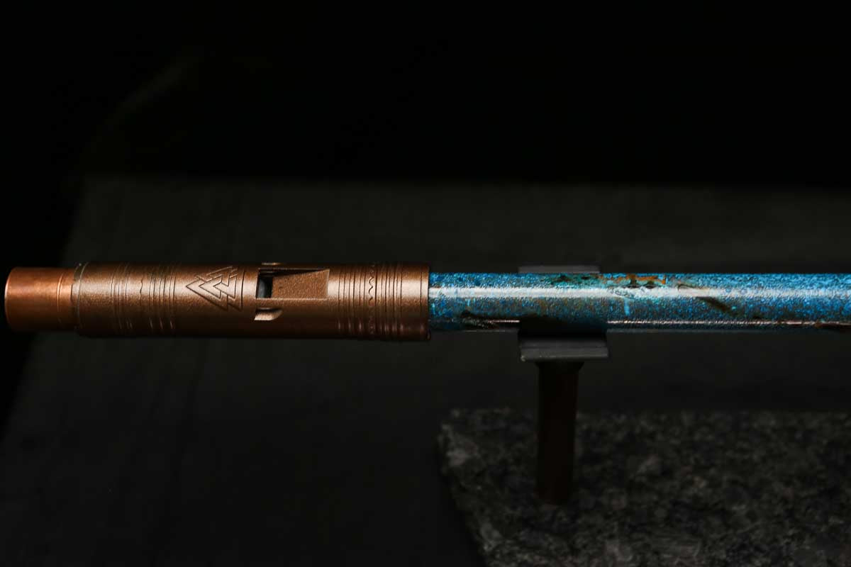 High F (Lullaby) Copper Flute #LE0074 in Dark Ice Burl