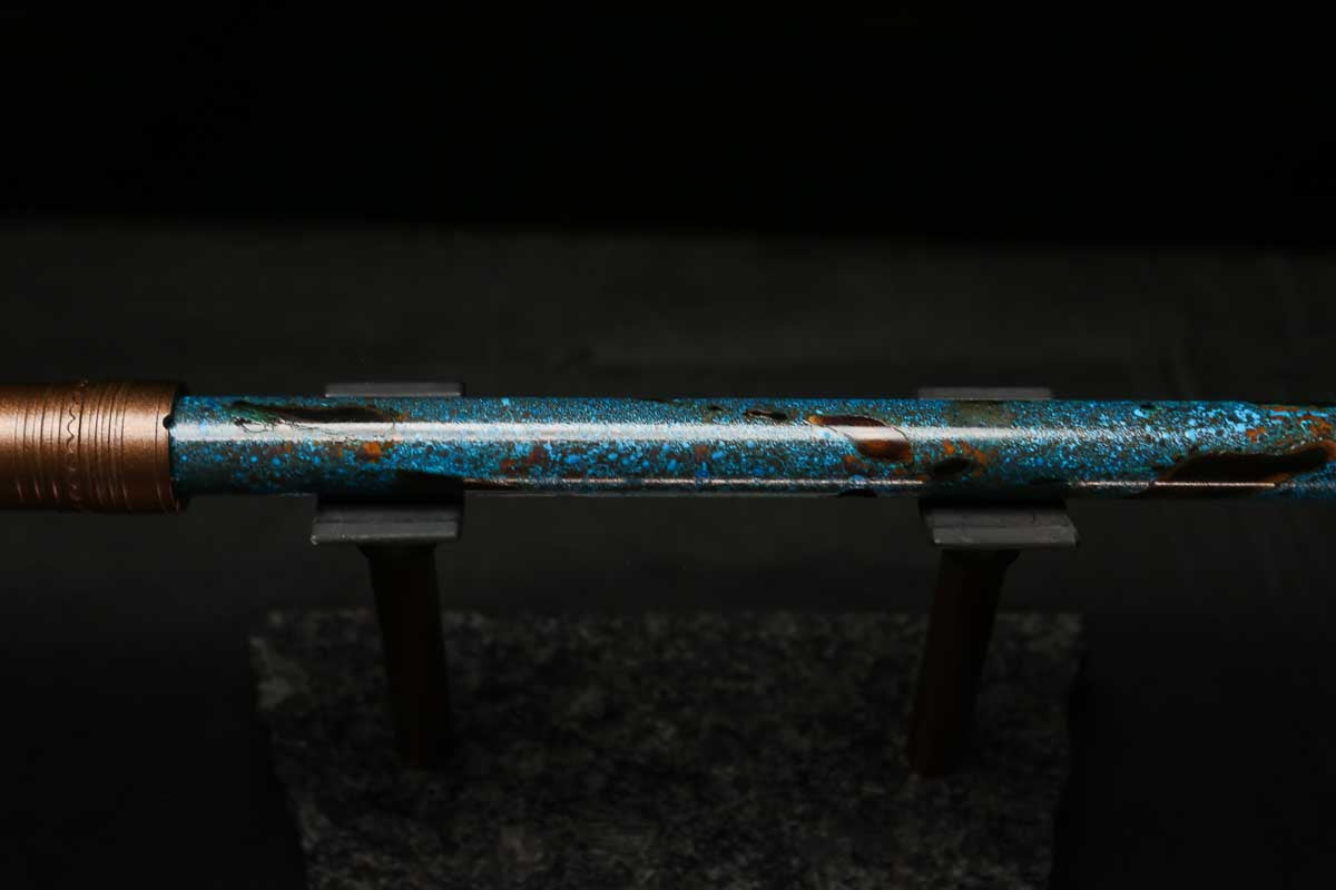 High F (Lullaby) Copper Flute #LE0074 in Dark Ice Burl