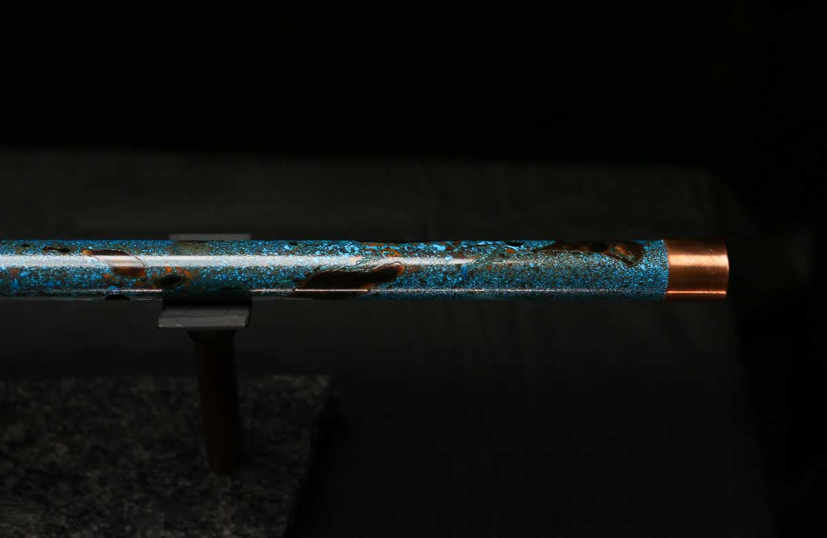 High F (Lullaby) Copper Flute #LE0074 in Dark Ice Burl