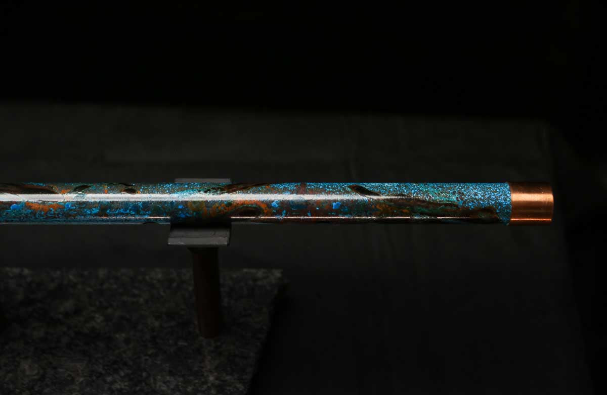 High F (Lullaby) Copper Flute #LE0074 in Dark Ice Burl