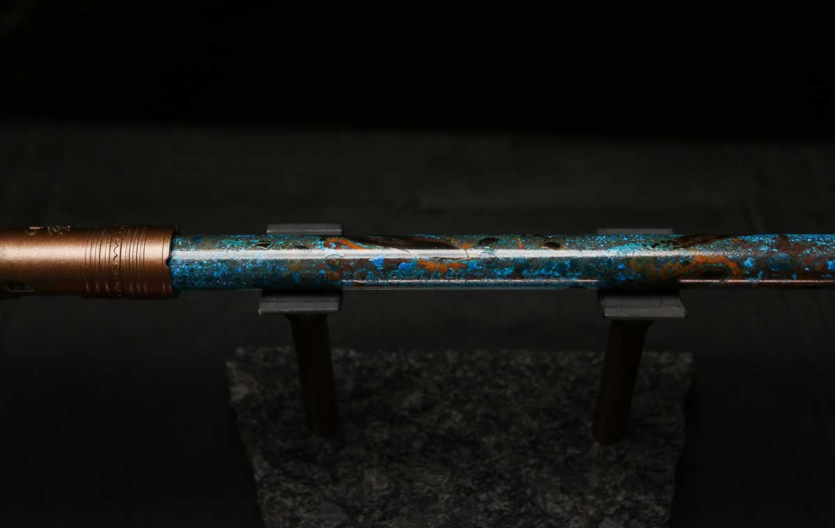 High F (Lullaby) Copper Flute #LE0074 in Dark Ice Burl