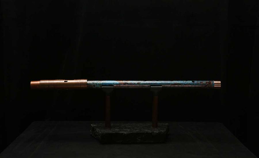 High F (Lullaby) Copper Flute #LE0075 in Dark Ice Burl