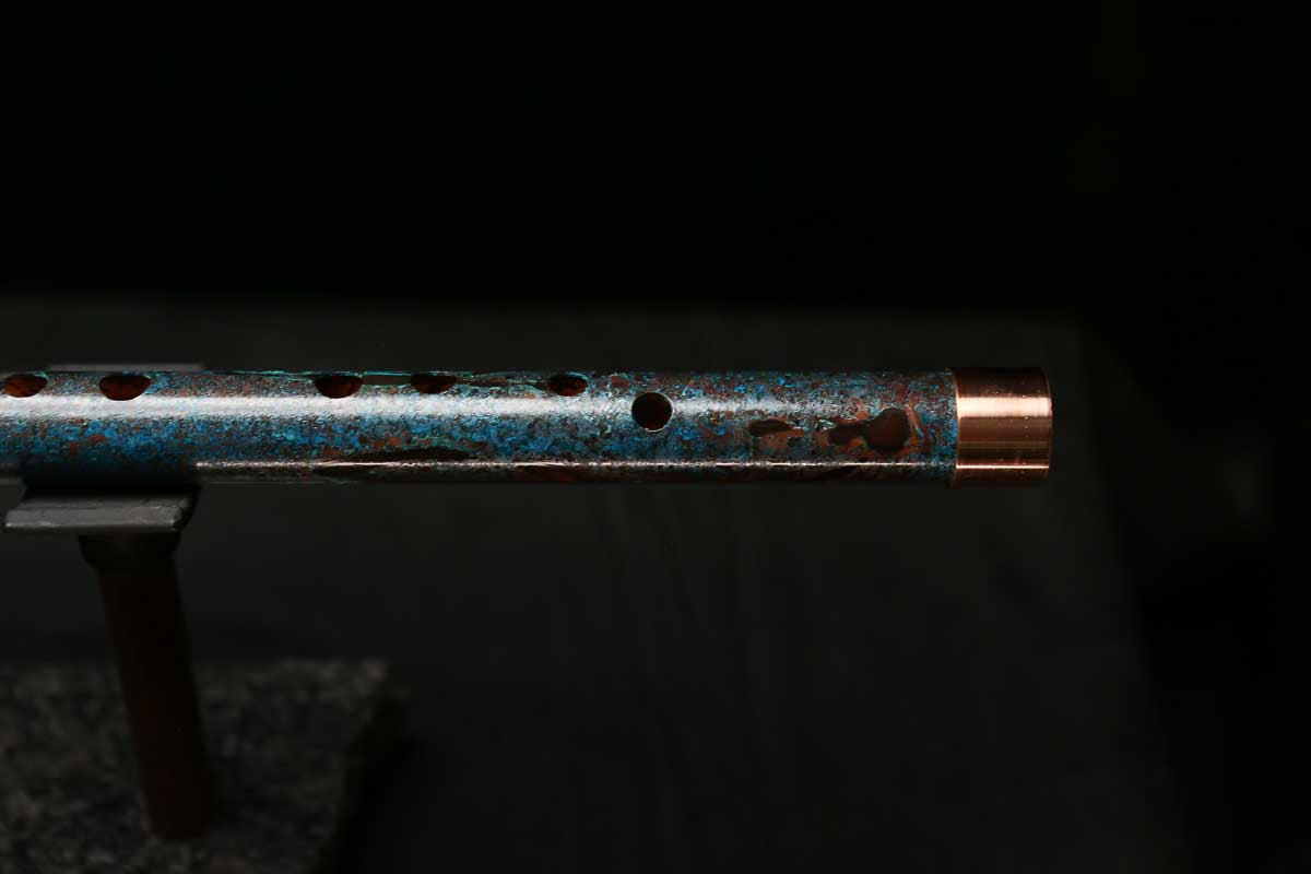 High F (Lullaby) Copper Flute #LE0075 in Dark Ice Burl