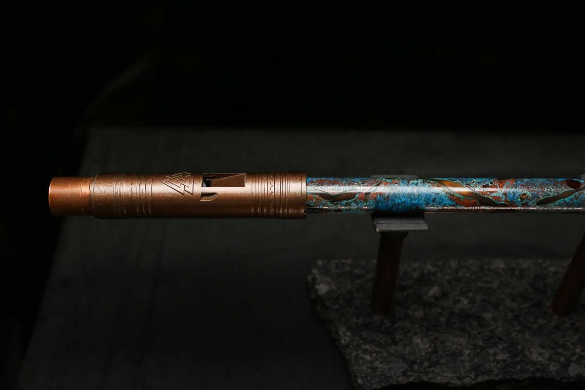 High F (Lullaby) Copper Flute #LE0075 in Dark Ice Burl