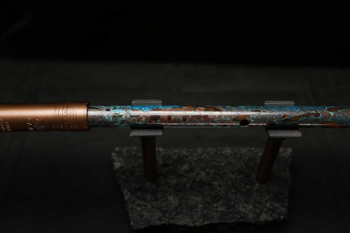 High F (Lullaby) Copper Flute #LE0075 in Dark Ice Burl