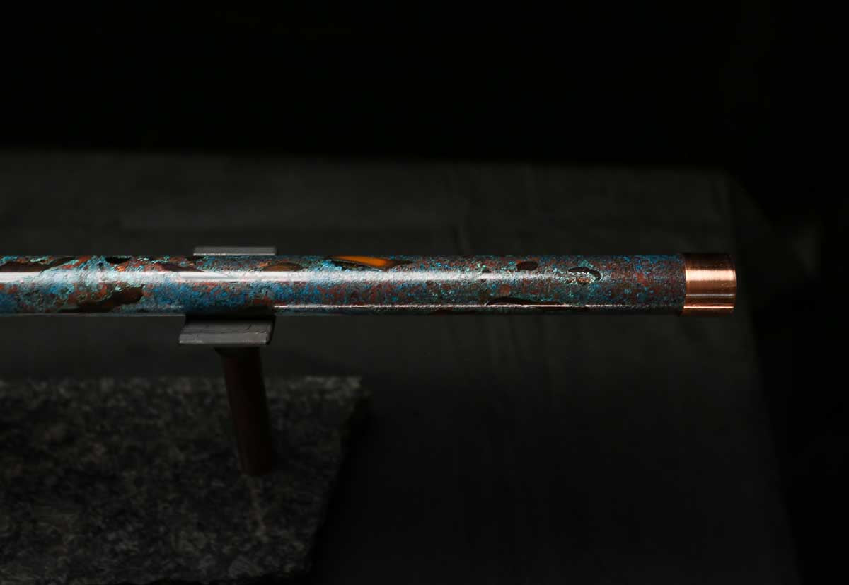 High F (Lullaby) Copper Flute #LE0075 in Dark Ice Burl