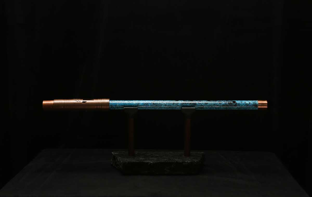 High F (Lullaby) Copper Flute #LE0076 in Ocean Storm