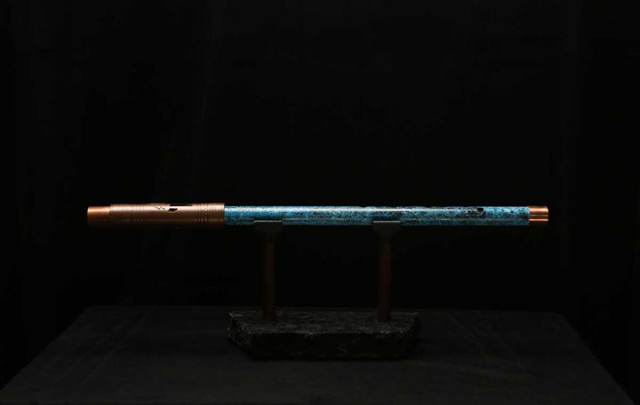 High F (Lullaby) Copper Flute #LE0076 in Ocean Storm