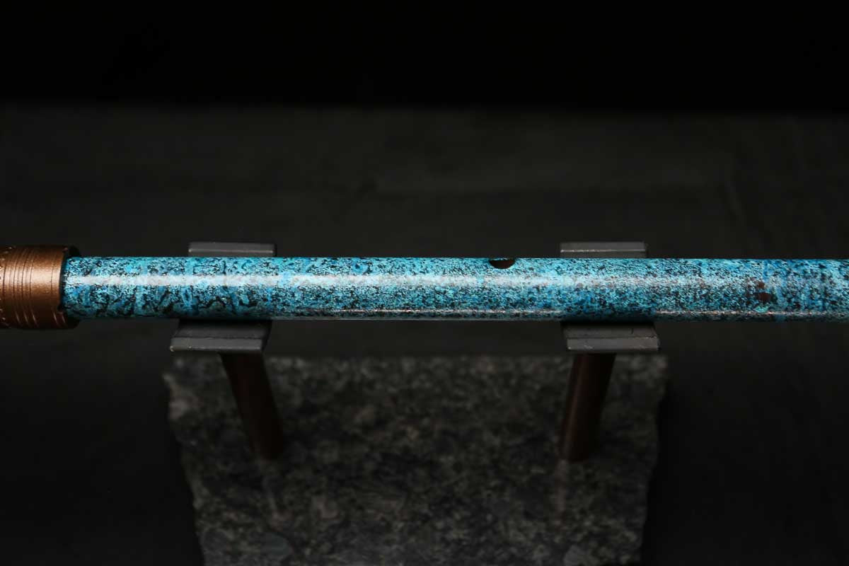 High F (Lullaby) Copper Flute #LE0076 in Ocean Storm