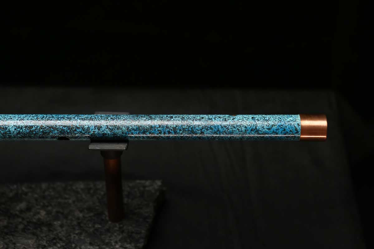 High F (Lullaby) Copper Flute #LE0073 in Ocean Mist