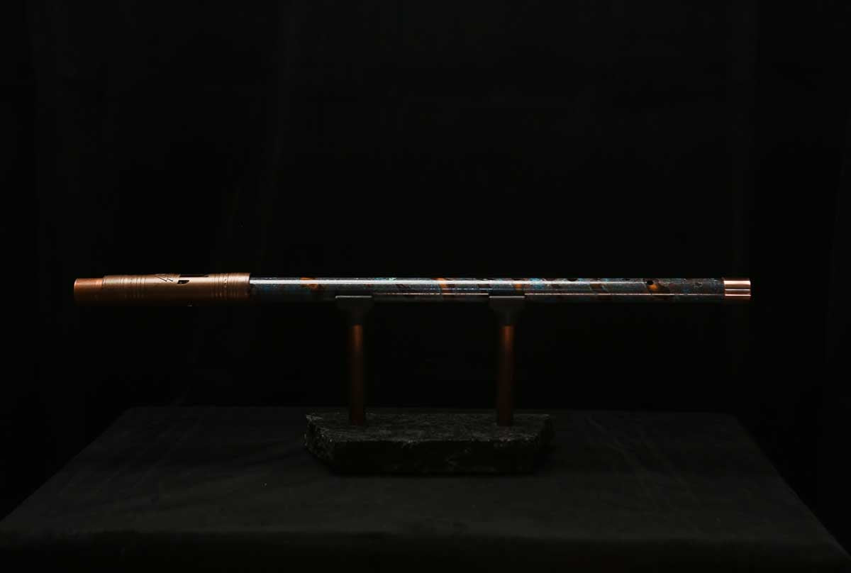 Low D Copper Flute #LDC0050 in Emerald Turquoise Buril