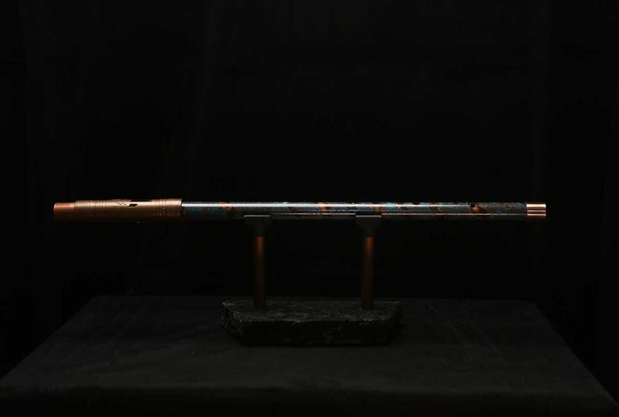 Low D Copper Flute #LDC0050 in Emerald Turquoise Buril