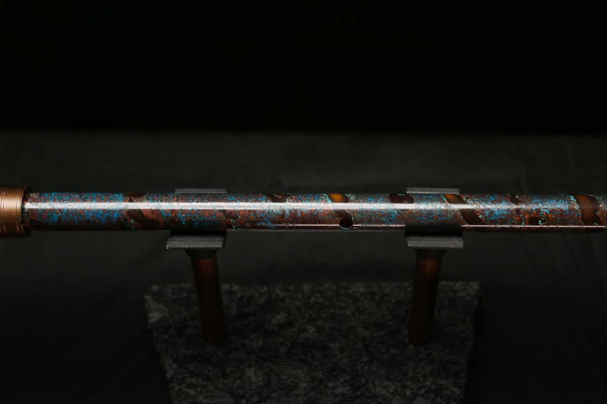 Low D Copper Flute #LDC0050 in Emerald Turquoise Buril