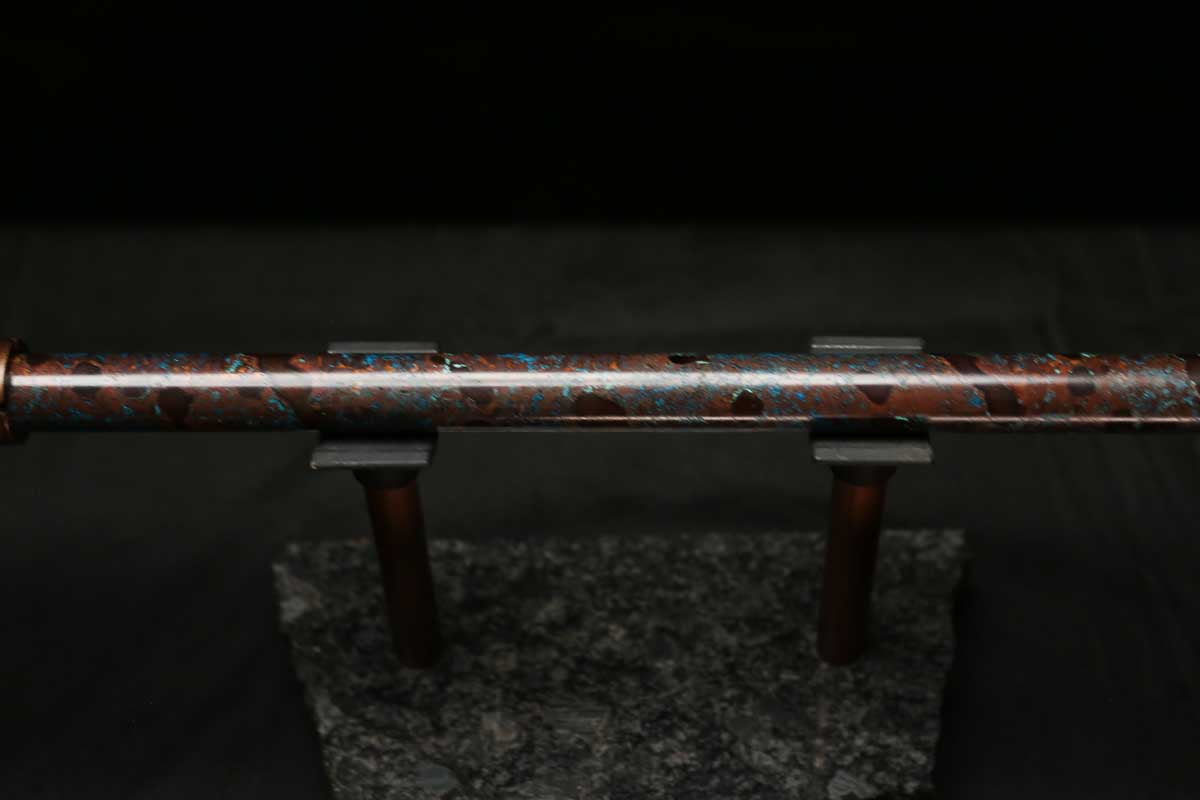 Low D Copper Flute #LDC0050 in Emerald Turquoise Buril