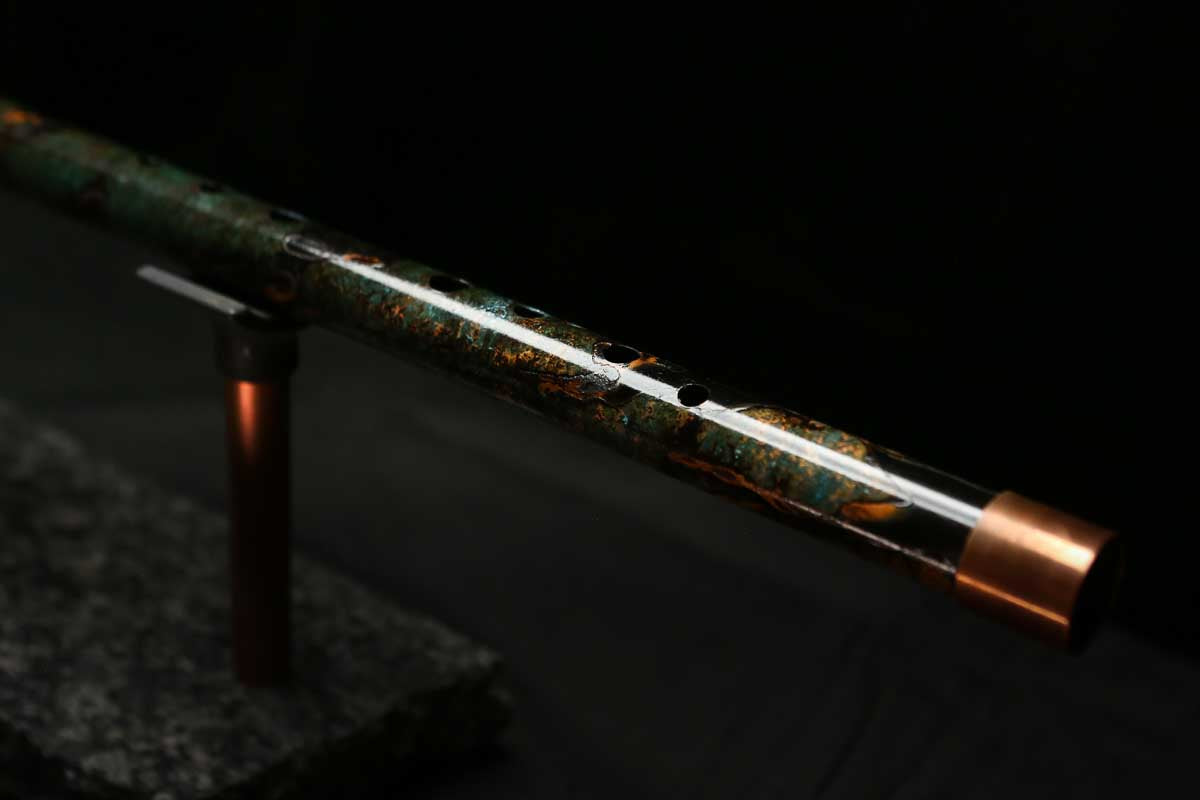 Low D Copper Flute #LDC0052 in Dark Forest Burl