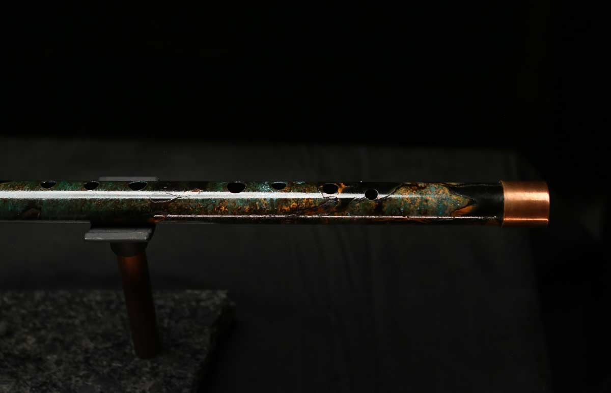 Low D Copper Flute #LDC0052 in Dark Forest Burl