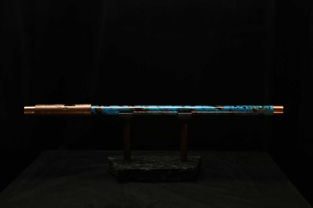Low D Copper Flute #LDC0055 in Dark Ice Burl Spiral
