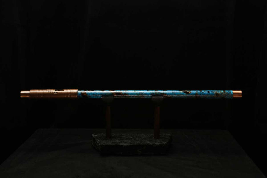 Low D Copper Flute #LDC0055 in Dark Ice Burl Spiral