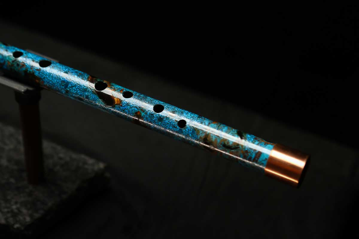 Low D Copper Flute #LDC0055 in Dark Ice Burl Spiral