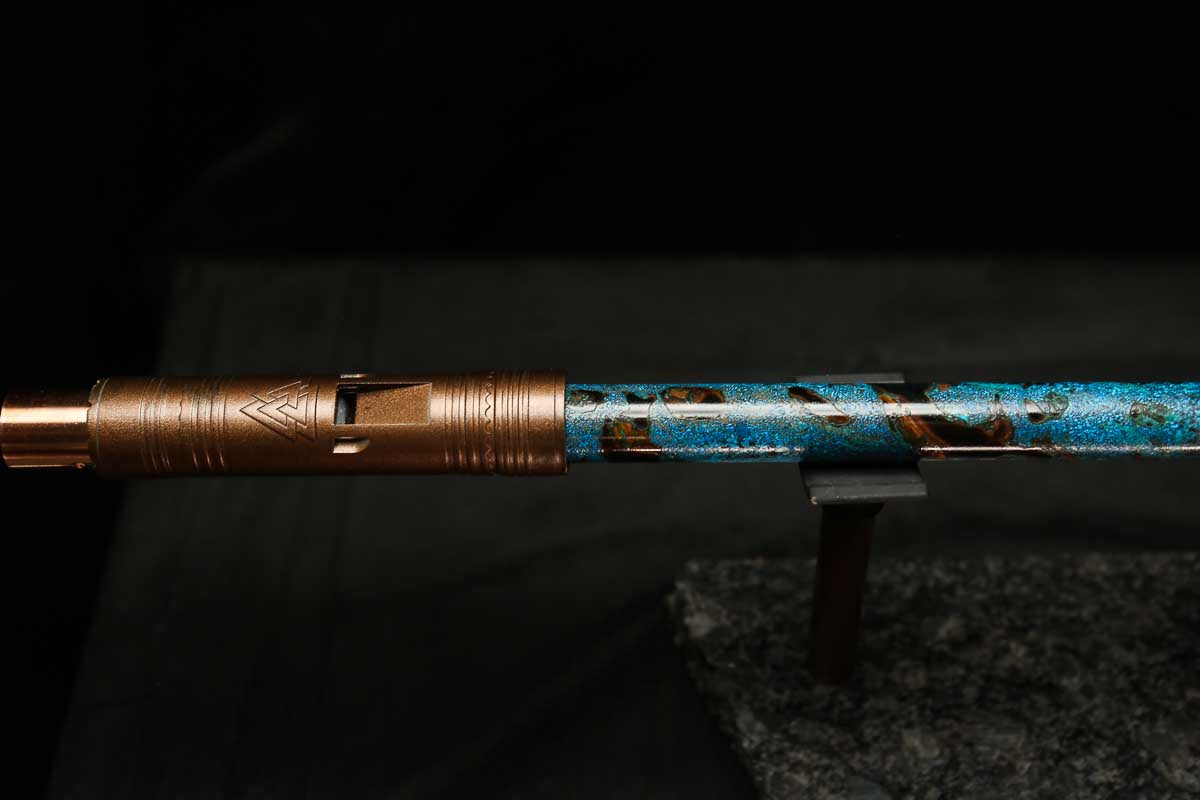 Low D Copper Flute #LDC0055 in Dark Ice Burl Spiral